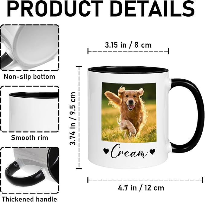 Personalized Dog Mug - Custom Pet Photo Cup - Birthday Christmas Graduation Gift For Dog Mom From Daughter - Unique Coffee Mug For Women And Dog Lover Present