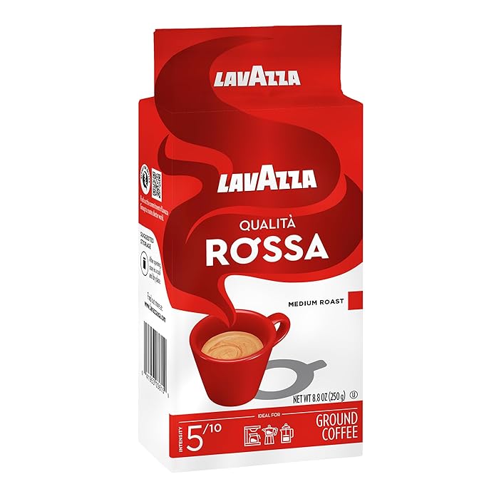 Lavazza Qualità Rossa Ground Coffee, Medium Roast, Arabica and Robusta Blend, 8.8 oz Brick (Pack of 4)