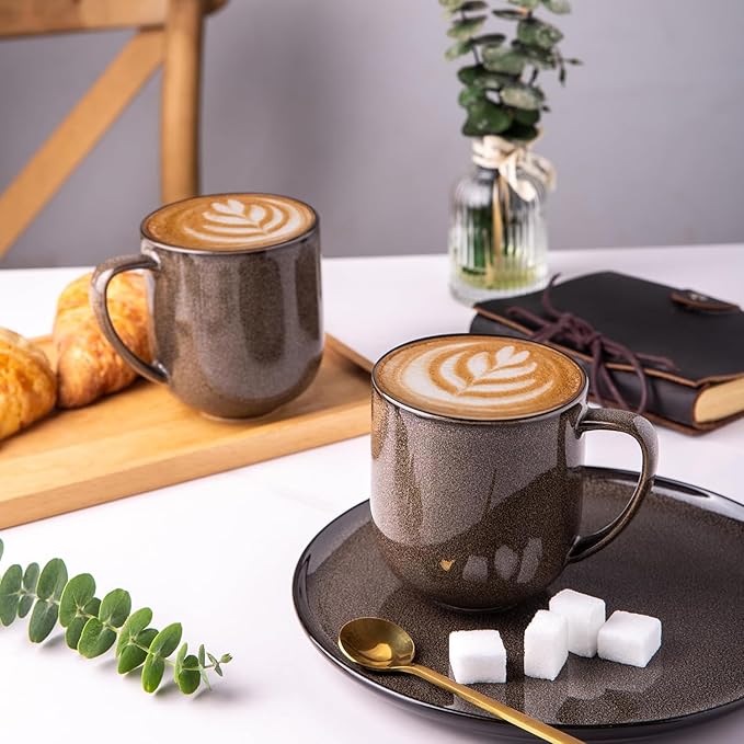 LERATIO 12OZ Ceramic Coffee Mugs Set of 6, Large Porcelain Coffee Cups With Large Handle For Latte,Cappuccino,Milk,Cocoa,|Dishwasher&Microwave Safe Mug Sets,Ideal for Man,Woman,Dad, Mom-Mixing