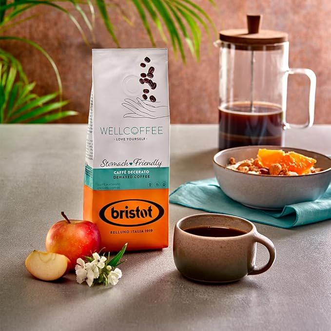 Bristot Wellcoffee Dewaxed – Low-Acid Italian Ground Espresso – Medium Roast Coffee for Moka Pot, French Press & Pour Over – 7.05 oz (200g)