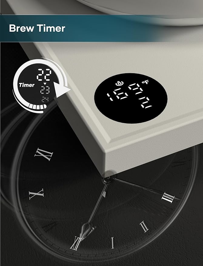 Electric Kettle, Gooseneck Electric Kettle, ±1℉ Precise Temperature Control, Stainless Steel Interior, Quick Heating for Pour Over Coffee, Tea & Boiling Water, 0.9L (White)