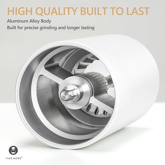 TIMEMORE Chestnut C3S Pro Hand Coffee Grinder, Stainless Steel S2C Conical Burr Manual Coffee Grinder, Coffee Grinder with Foldable Handle, Adjustable Grind Setting for Espresso to French Press, White