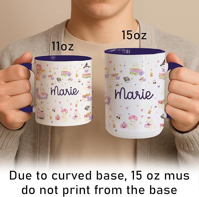 Halloween Book Lover Coffee Mug – Cute Ghost Cup with Name – Fall Coffee Mug for Women, Christmas Birthday Present, or Unique Bookish Gift for Readers – Personalized Reading Lover Cup