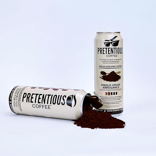 Pretentious Coffee - Single Origin Arrogance - Light/Med Roast - 1/2lb Can, Ground Coffee