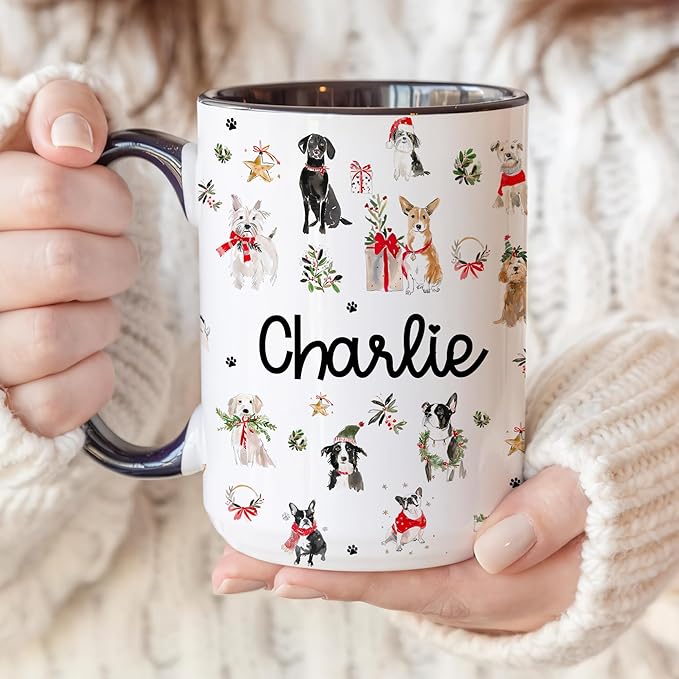 Personalized Dog Line Art From Photo Mug – Unique Gift for Dog Mom, Dad & Pet Lovers – Custom Dog Photo and Name Printed on Ceramic Mug (DCTG0917DL09C)