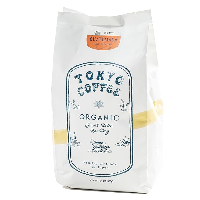 TOKYO COFFEE Organic Guatemala Whole Coffee Beans, 24oz Bag, Medium-Dark Roast, Single Origin Huehuetenango, 100% Arabic for a Smooth & Nutty Brew