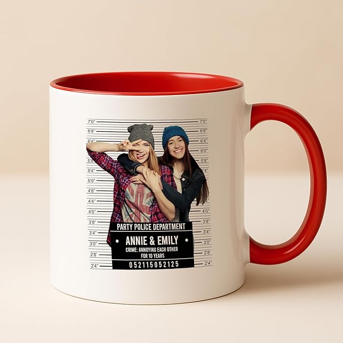 Personalized Best Friend Mug – Custom Name Photo Mug, Birthday, Anniversary, Going Away Gifts for Besties, Customizable Ceramic Cup