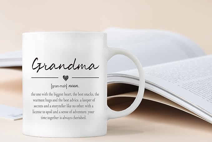 QASHWEY Grandma Mug, Grandma Coffee Mug, Grandma Gifts, Mothers Day Gifts for Grandma from Grandkids, Grandma Mug Tea Cup Gifts for Grandma Grandmother, Grandma Definition Coffee Cups Ceramic 11oz