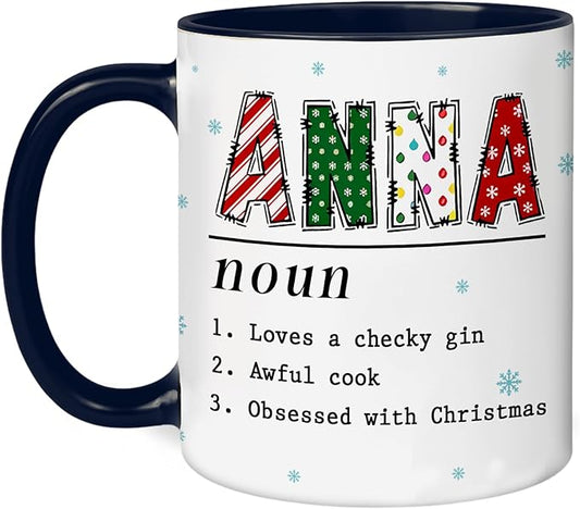 Personalized Funny Christmas Hot Cocoa Mug – Santa Gift, Unique White Elephant Exchange Present – Custom Name Ceramic Holiday Coffee Cup, Gag Gift for Friends & Family