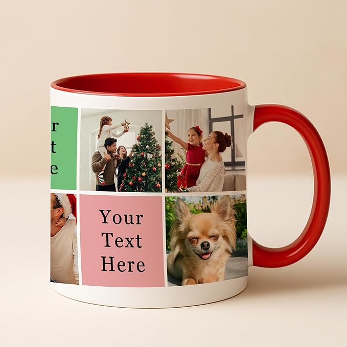 Personalized Funny Christmas Hot Cocoa Mug – Santa Gift, Unique White Elephant Exchange Present – Custom Photo Collage Ceramic Coffee Cup for Family, Friends, Holiday Memories
