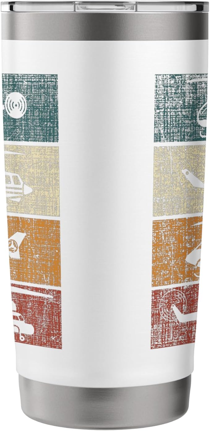 Retro Helicopter Pilot Vintage Aviation Stainless Steel Insulated Tumbler