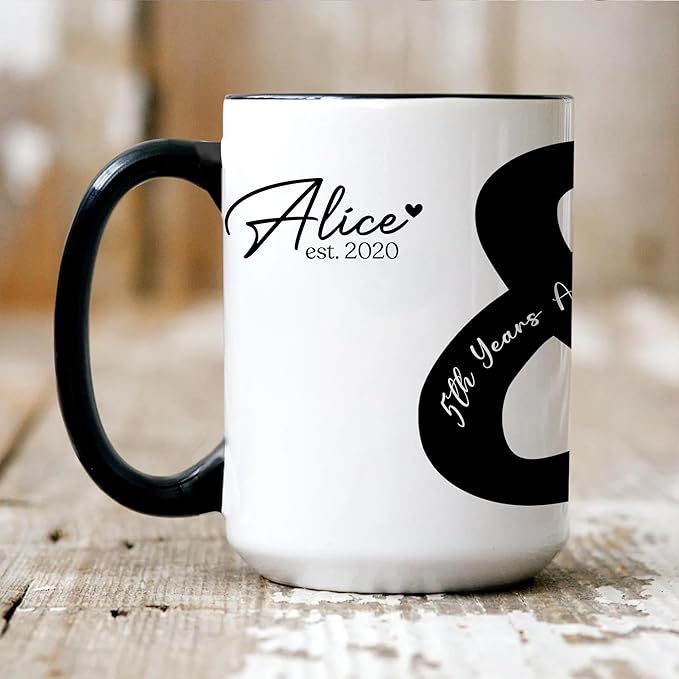 Personalized Mr and Mrs Coffee Mug Set – Custom Couple Anniversary Mug with Names and Dates – Unique Wedding, Engagement, or Valentine’s Day Present for Husband and Wife
