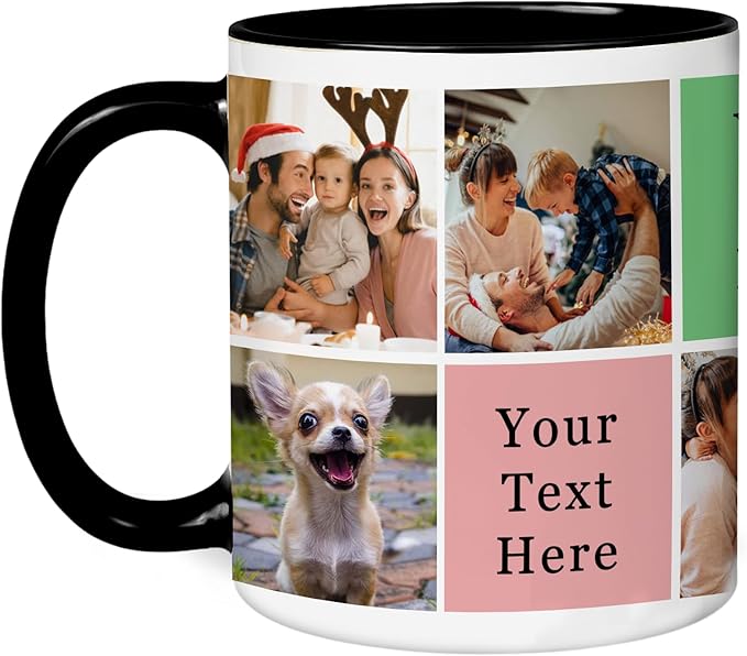 Personalized Funny Christmas Hot Cocoa Mug – Santa Gift, Unique White Elephant Exchange Present – Custom Photo Collage Ceramic Coffee Cup for Family, Friends, Holiday Memories