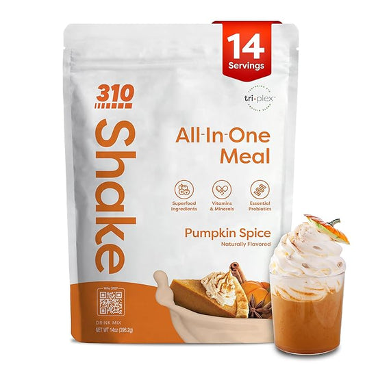 310 Nutrition - Vegan Organic Plant Powder and Meal Replacement Shake - Gluten, Dairy, and Soy Free - Keto and Paleo Friendly - 0 Grams of Sugar - Pumpkin Spice - 14 Servings