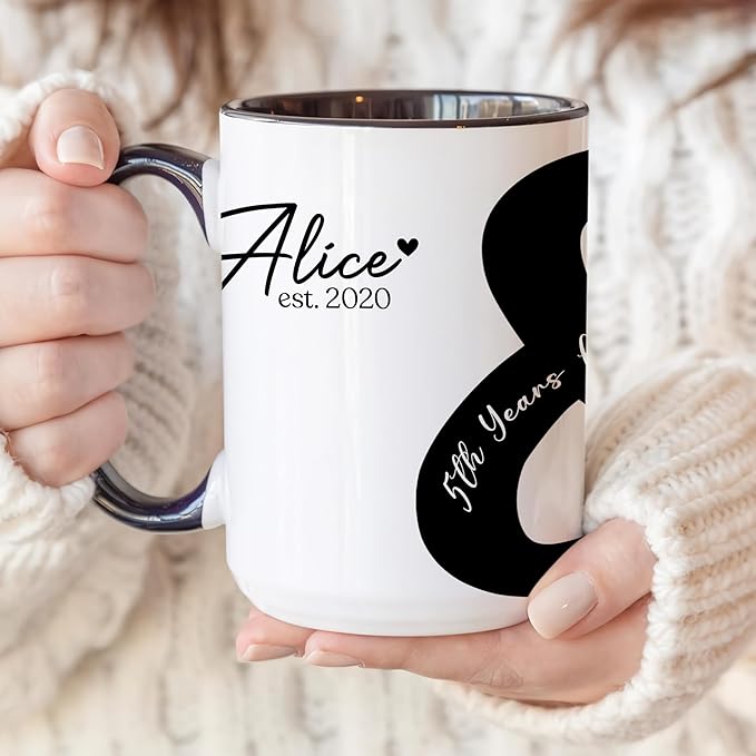 Personalized Mr and Mrs Coffee Mug Set – Custom Couple Anniversary Mug with Names and Dates – Unique Wedding, Engagement, or Valentine’s Day Present for Husband and Wife