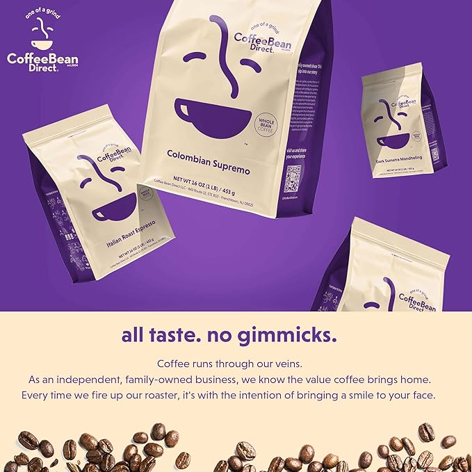 Coffee Bean Direct Dark Roast Coffee Lovers Variety Bundle – Brazilian Santos, Italian Espresso & Sumatra, Whole Bean, Dark Roast, 1 Pound Bags (Pack of 3)