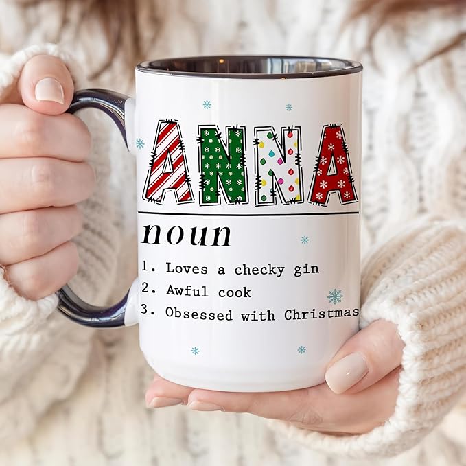 Personalized Funny Christmas Hot Cocoa Mug – Santa Gift, Unique White Elephant Exchange Present – Custom Name Ceramic Holiday Coffee Cup, Gag Gift for Friends & Family