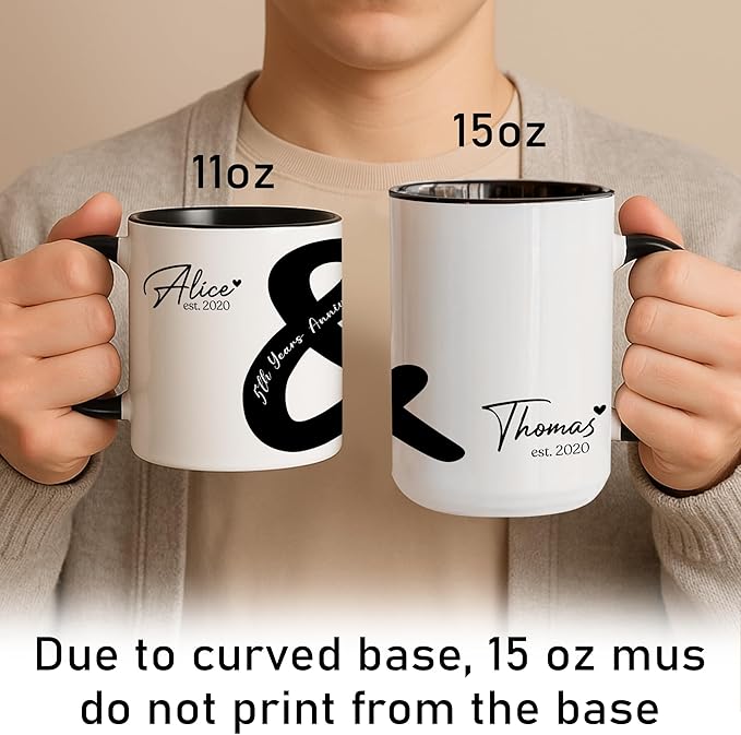 Personalized Mr and Mrs Coffee Mug Set – Custom Couple Anniversary Mug with Names and Dates – Unique Wedding, Engagement, or Valentine’s Day Present for Husband and Wife
