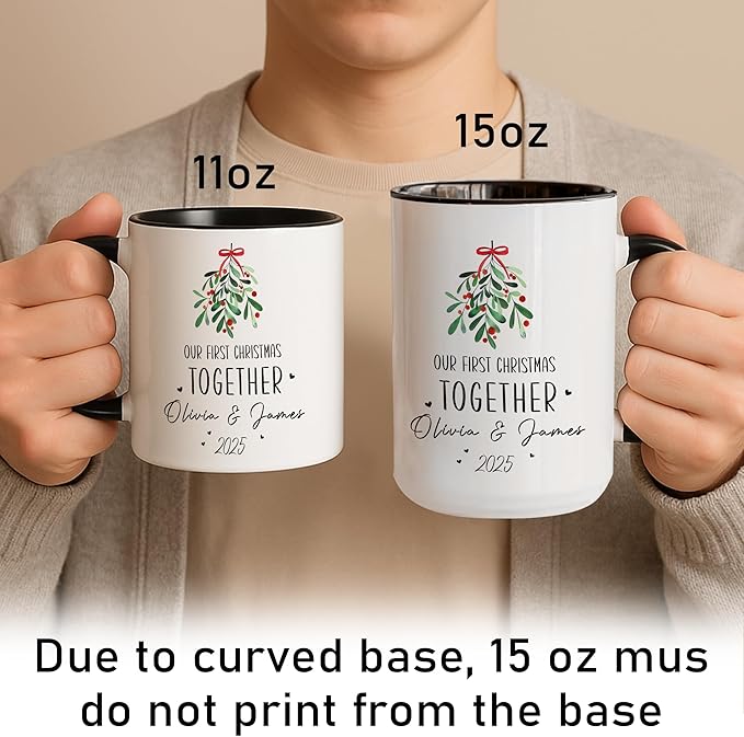 Personalized Our First Christmas Together Coffee Mug – Custom Mr and Mrs Cup with Names and Year – Wedding, Engagement, Anniversary, or Valentine’s Day Couple Gift