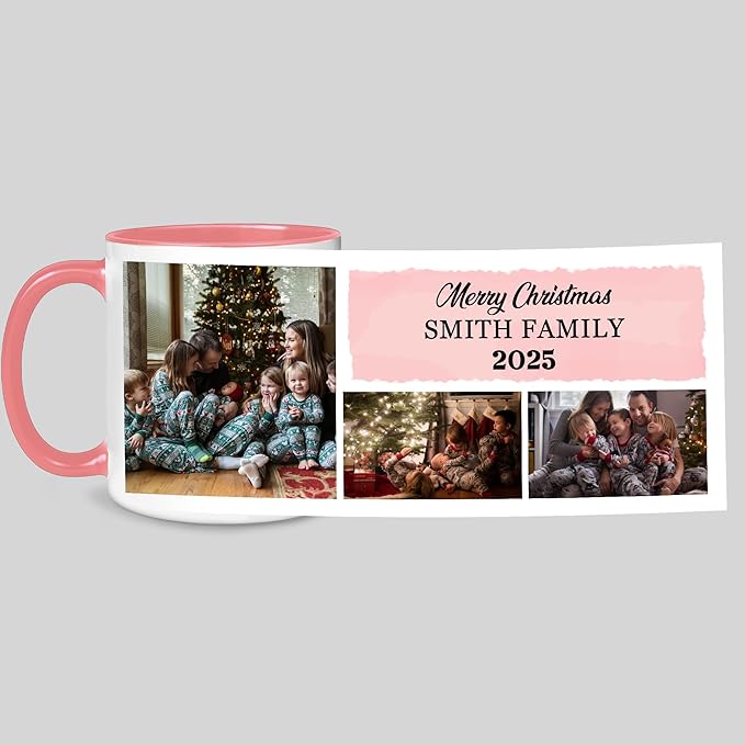 Personalized Funny Christmas Hot Cocoa Mug – Santa Gift, Unique White Elephant Exchange Present – Custom Family Photo Coffee Cup, Holiday Keepsake Ceramic Mug for Friends, Parents