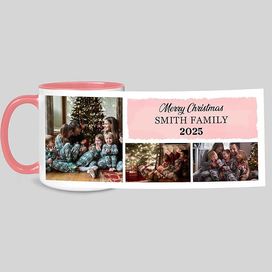 Personalized Funny Christmas Hot Cocoa Mug – Santa Gift, Unique White Elephant Exchange Present – Custom Family Photo Coffee Cup, Holiday Keepsake Ceramic Mug for Friends, Parents