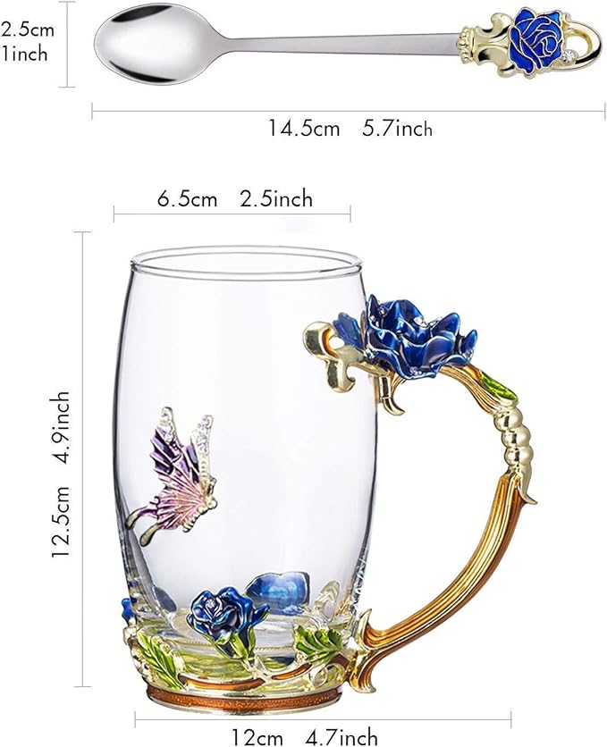 Gifts for Mom Women Mothers Day Flower Cups Tea Mug With Tea Spoon Valentines Day Christmas Gift Use Gift Package