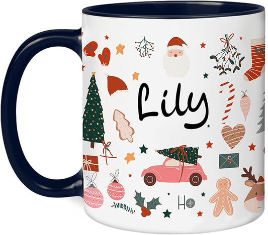 Personalized Funny Christmas Hot Cocoa Mug – Santa Gift, Unique White Elephant Exchange Present – Custom Holiday Coffee Cup with Name, Ceramic Gag Gift for Friends, Mom, Dad, or Coworkers