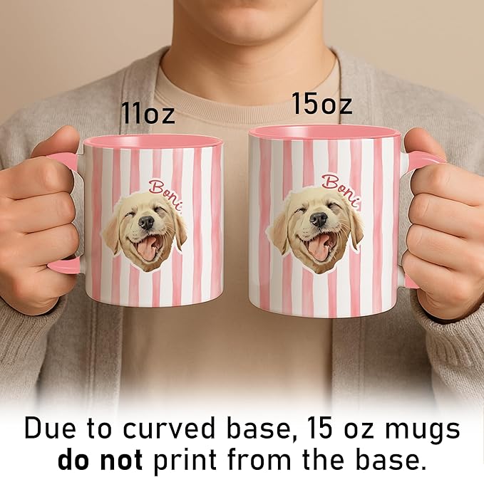 Personalized Dog Mug With Photo And Name Custom Dog Cat Coffee Mug Cute Striped Design Gift For Pet Lovers Women Men Pet Owners Mom Dad Personalized Coffee Cup For Daily Drinkware