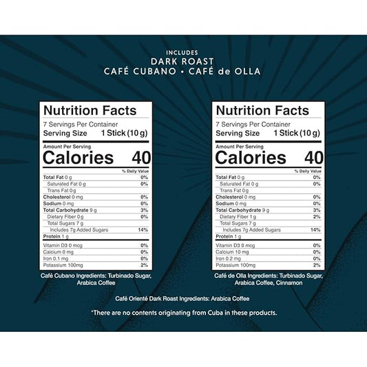 Oriente Cuban Coffee Roasters Variety Pack - 20 ct Instant Coffee (Cafe Oriente, Cafe Cubano, Cafe De Olla) - 100% Arabica Coffee for Hot or Iced Coffee