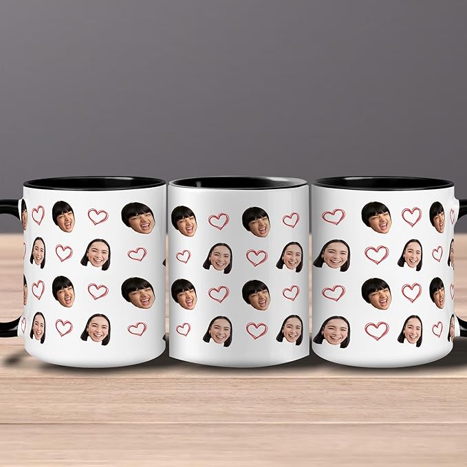 Personalized Photo Best Friend Mug - Custom Face Mug Gift For Women - Birthday Going Away Wedding Gift - Add Faces Hearts Background - Funny Unique Coffee Cup