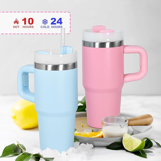 14 Oz Tumbler with Handle Stainless Steel Double Layer Insulated Mug,Reusable Stainless Steel Kids Water Bottle,Gifts for Kids Tumblers(Black)