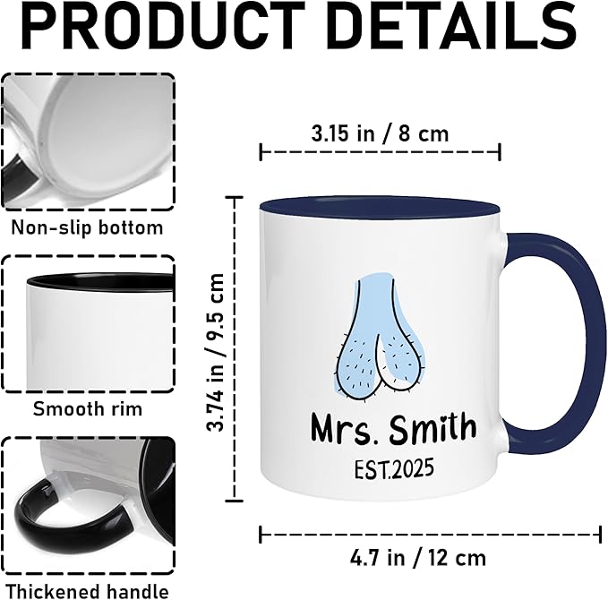 Personalized Mr and Mrs Coffee Mug Set – Custom Wedding Gift for Couple with Names and Established Year – Funny Anniversary Engagement or Valentine’s Day Gag Coffee Cups