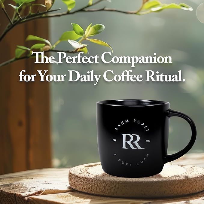 Coffee Mug, 16 oz - Modern Black Ceramic Coffee Cup w/Thick Walls for Better Heat Retention (Pack of 2)