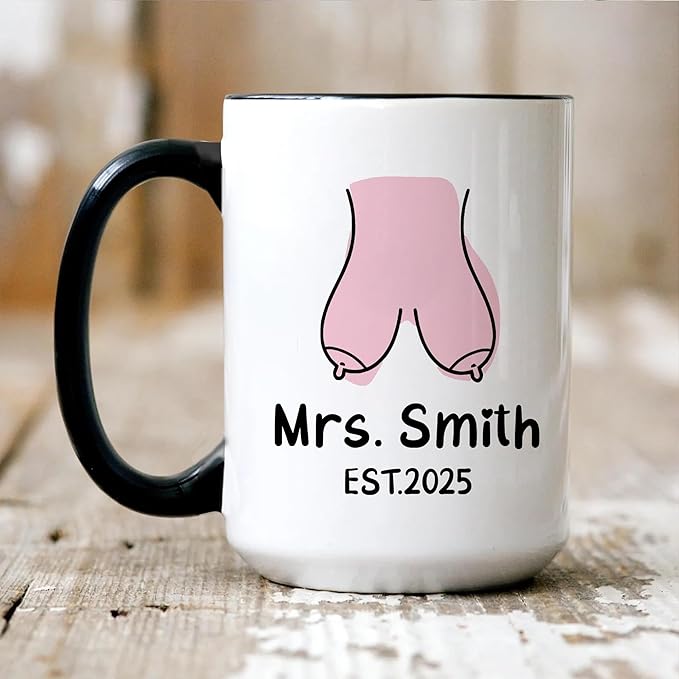 Personalized Mr and Mrs Coffee Mug Set – Custom Wedding Gift for Couple with Names and Established Year – Funny Anniversary Engagement or Valentine’s Day Gag Coffee Cups