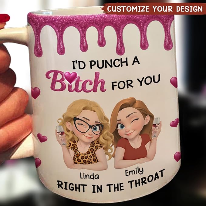 Wrappiness Punch For You My Girl Custom Coffee Mug - Personalized Gift for Besties, Ceramic Mug for Everyday Use, Perfect for Friendship, Gift for Her