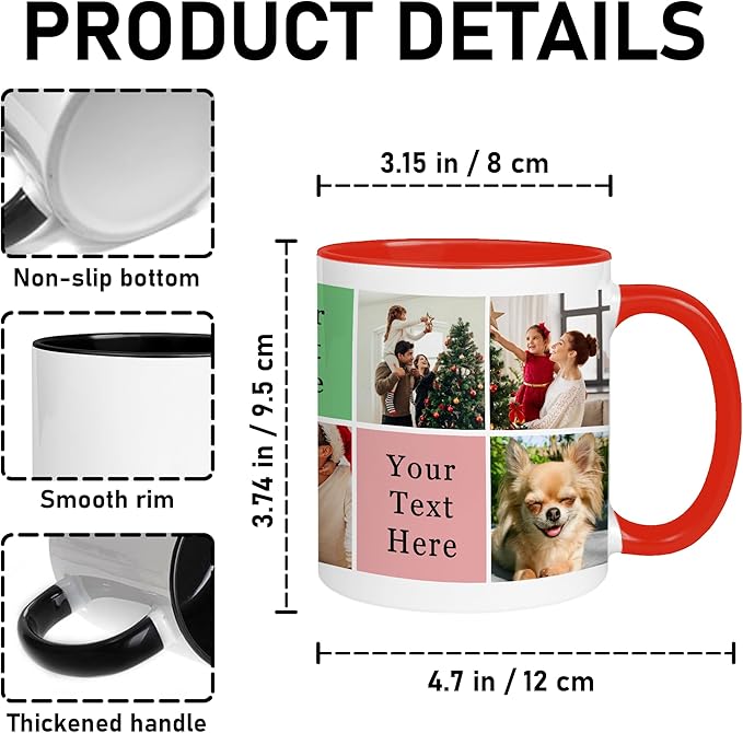 Personalized Funny Christmas Hot Cocoa Mug – Santa Gift, Unique White Elephant Exchange Present – Custom Photo Collage Ceramic Coffee Cup for Family, Friends, Holiday Memories