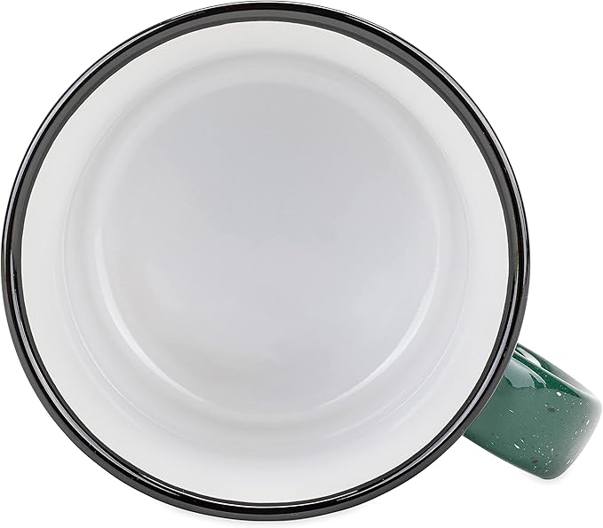 Camco Life is Better at The Campsite Ceramic Coffee Mug - Microwave and Dishwasher Safe - Features Green Background with Retro RV My Happy Place Design - Coffee Cup Holds 14oz. (53471)