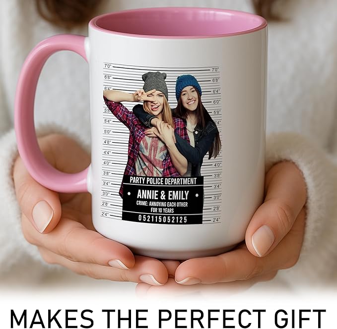 Personalized Best Friend Mug – Custom Name Photo Mug, Birthday, Anniversary, Going Away Gifts for Besties, Customizable Ceramic Cup
