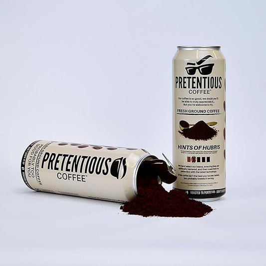 Pretentious Coffee - Hints of Hubris - Light/Med Roast - 1/2lb Can, Ground Coffee