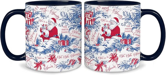 Personalized Christmas Hot Cocoa Mug – Custom Family Name Coffee Cup – Unique Holiday Gift for Friends, Mom, Dad – Festive Winter Ceramic Mug for Cocoa, Tea, or Coffee