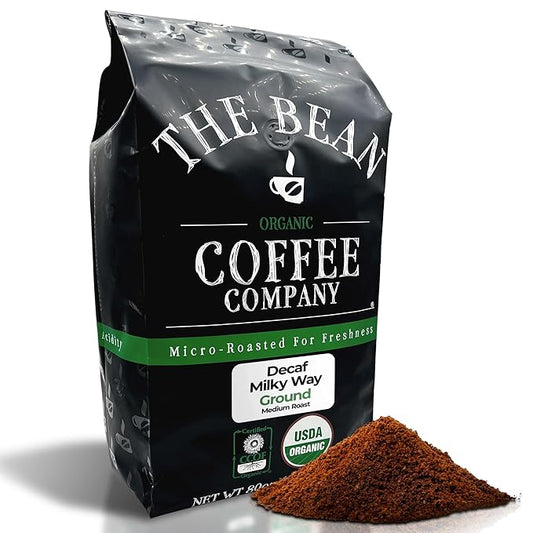 The Bean Organic Coffee Company Water Processed DECAF Milky Way, Medium Roast, Ground Coffee, 5-Pound Bag, Café Molido Tostado Orgánico descafeinado