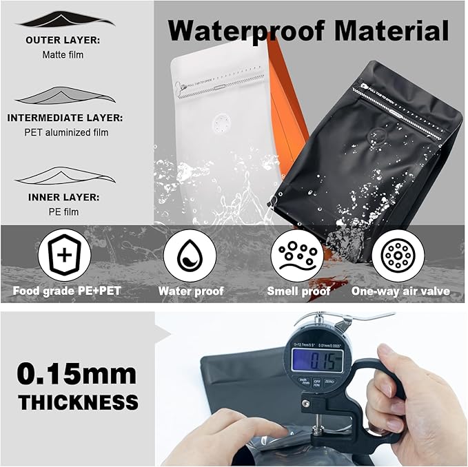 Coffee Bags with Valve(60pcs,8 oz,1/2 lb) Vented Coffee Beans Packaging Bags High Barrier Aluminumed Foil Flat Bottom Heat Sealed Side Zipper Resealable Storage Bag for Home or Business（Gold）