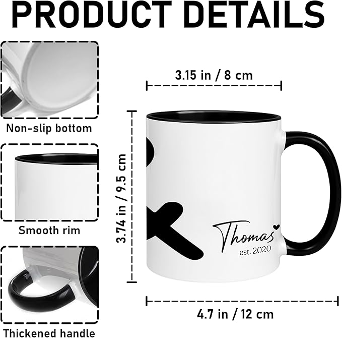 Personalized Mr and Mrs Coffee Mug Set – Custom Couple Anniversary Mug with Names and Dates – Unique Wedding, Engagement, or Valentine’s Day Present for Husband and Wife