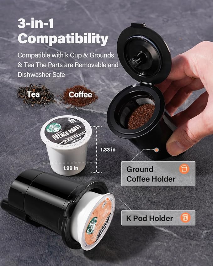 Coffee Maker Hot & Iced With Bold Setting,Single Serve Coffee Maker For K Cup And Grounds,52 Oz Removable Water Tank,6-14 Oz Brew Sizes,One Cup Kcup Coffee Machine With Reusable Filter, White