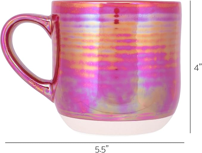 Elanze Designs Glossy Reactive Glaze Large 17 Fluid Ounce Everyday Kitchen Food Grade Ceramic Stoneware Coffee Mug Cup with Comfort Curved Handles, Set of 4, Red