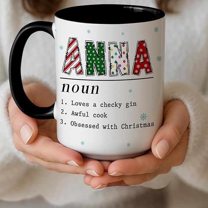 Personalized Funny Christmas Hot Cocoa Mug – Santa Gift, Unique White Elephant Exchange Present – Custom Name Ceramic Holiday Coffee Cup, Gag Gift for Friends & Family