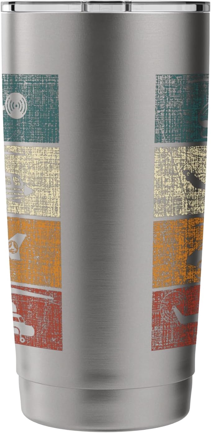 Retro Helicopter Pilot Vintage Aviation Stainless Steel Insulated Tumbler