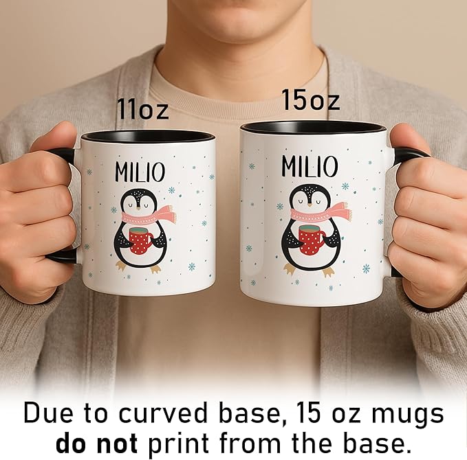 Personalized Funny Christmas Hot Cocoa Mug – Penguin, Santa, Reindeer & Snowman Custom Coffee Cup – Santa Gift, Unique White Elephant Exchange Present, Holiday Gag Ceramic Mug