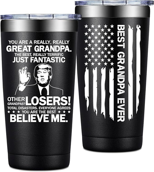 Grifarny Grandpa Gifts - Fathers Day Gift for Grandpas - Grandpas Christmas Gifts from Grandkids - You Are a Really Really Great Grandpa Tumbler Cup 20oz