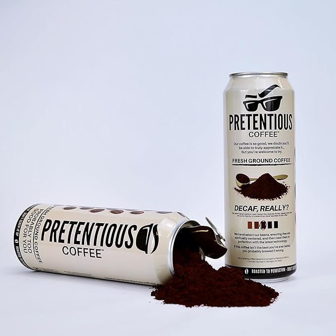 Pretentious Coffee - Decaf, Really? - Med Roast - 1/2lb Can, Ground Coffee